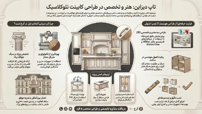 طراحی کابینت نئوکلاسیک در کرج با تاپ دیزاین