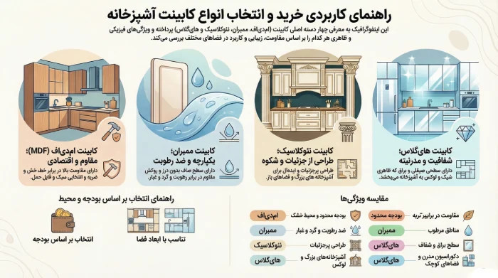 راهنمای کاربردی انتخاب کابینت آشپزخانه
